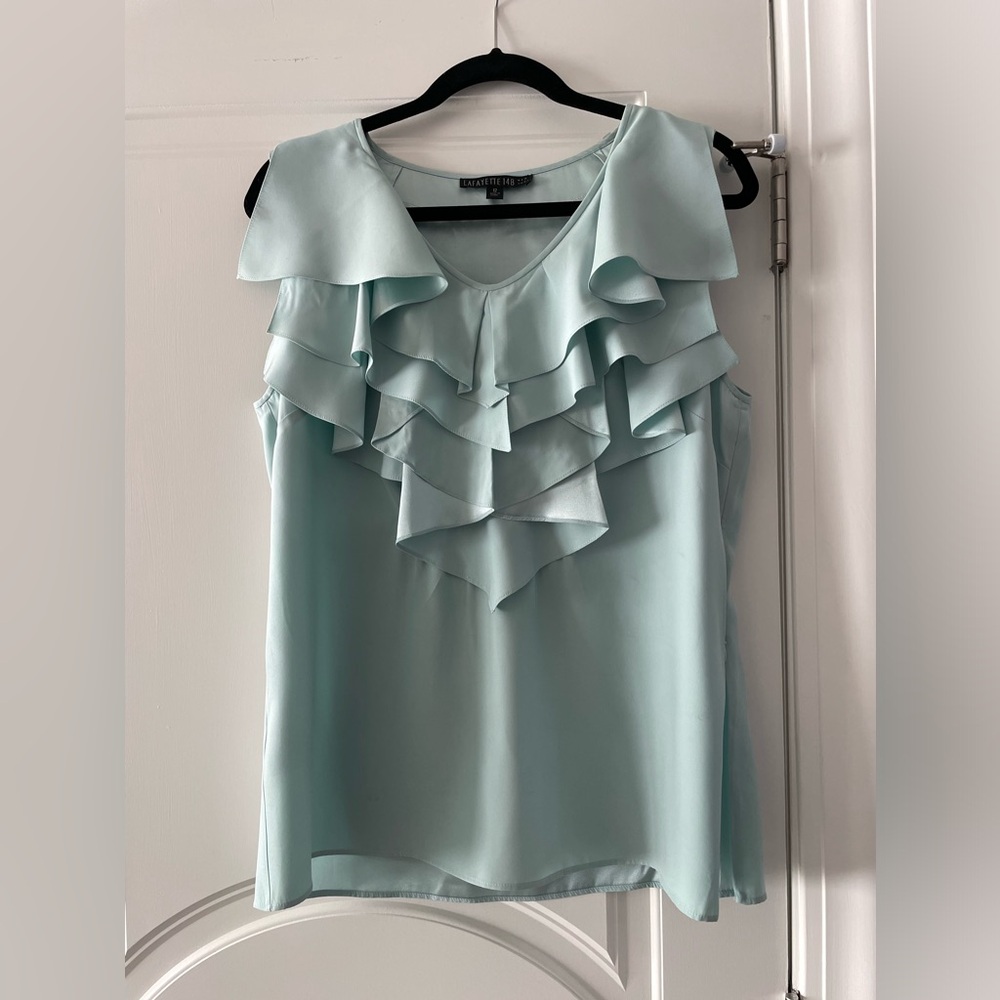 Lafayette 148- Stylish sleeveless 100% silk blouse.  Size 12